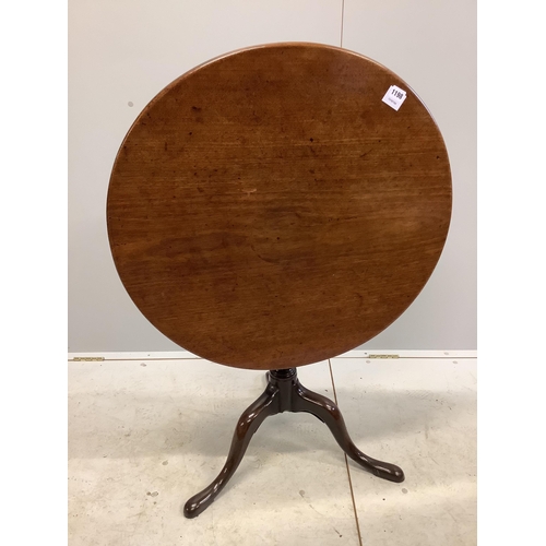 1079 - A George III mahogany tilt top tripod tea table, diameter 74cm, height 68cm