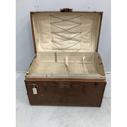 1148 - A Victorian canvas covered domed trunk, width 75cm, depth 47cm, height 57cm