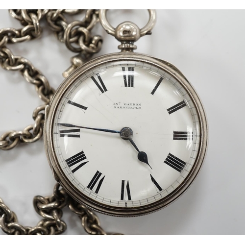 1939 - A Victorian silver open face pocket watch by Gaydon of Barnstaple and a silver albert.