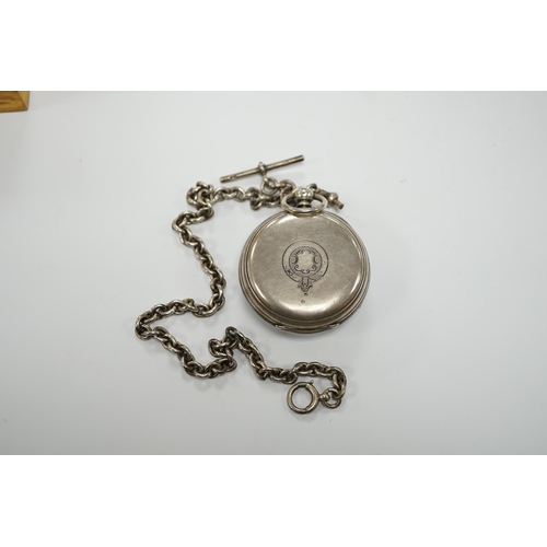 1939 - A Victorian silver open face pocket watch by Gaydon of Barnstaple and a silver albert.