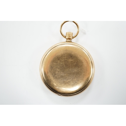 1958 - A 9ct gold open face pocket watch by Thomas Russell & Sons of Liverpool, with Roman dial, gross weig... 