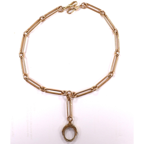 1963 - An early 20th century 9ct gold albert, hung with a damaged yellow metal spinning fob, gross weight 6... 