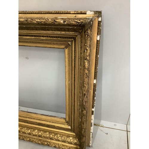 153 - A Victorian rectangular giltwood and composition picture frame, width 73cm, height 105cm