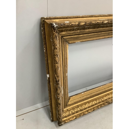 153 - A Victorian rectangular giltwood and composition picture frame, width 73cm, height 105cm