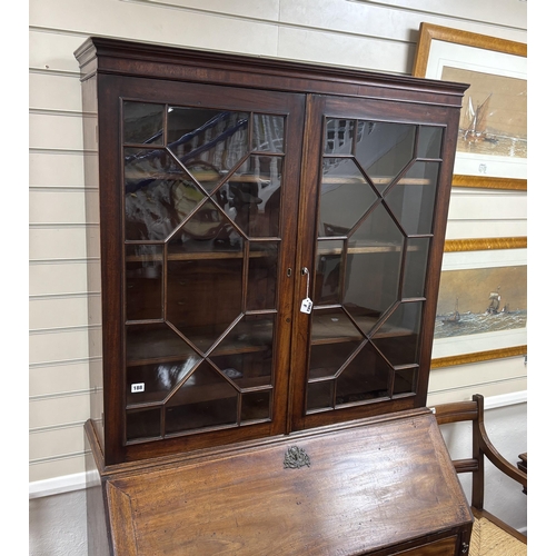 188 - A George III mahogany bureau bookcase, width 107cm, depth 54cm, height 210cm