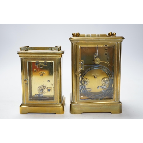 264 - Two brass cased carriage timepieces including one by H.W. Bedford, 14.5cm