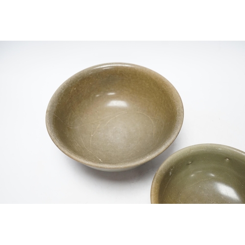 267 - Two Chinese celadon bowls, Yuan-Ming dynasty, largest 22.5cm diameter