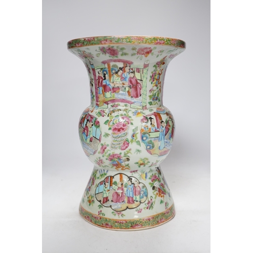 281 - A large 19th century Chinese Canton famille rose vase, damaged and restored, 34cm