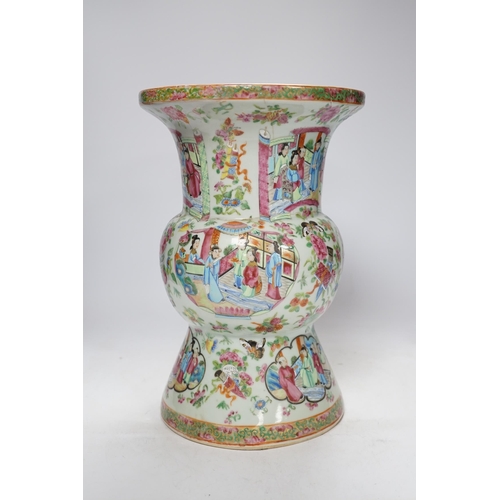 281 - A large 19th century Chinese Canton famille rose vase, damaged and restored, 34cm