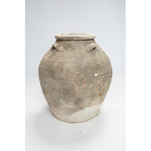 324 - A Chinese pottery jar, Tang Dynasty, 20.5cm high