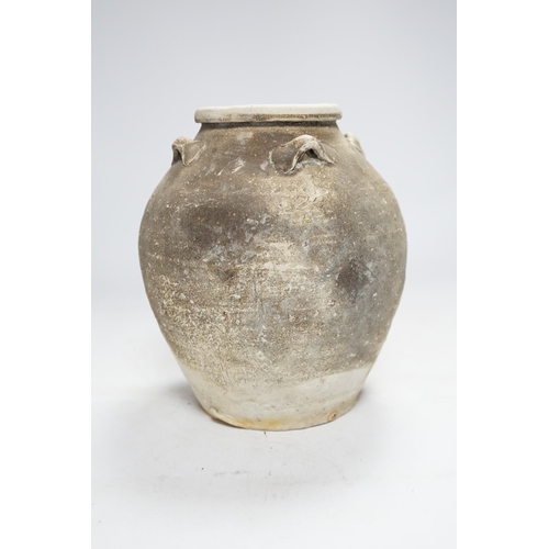 324 - A Chinese pottery jar, Tang Dynasty, 20.5cm high