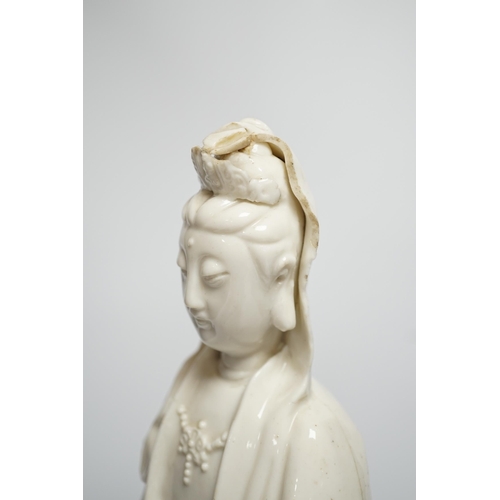 349 - An 18th century Chinese blanc de chine figure of Guanyin, 42cm