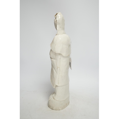 349 - An 18th century Chinese blanc de chine figure of Guanyin, 42cm