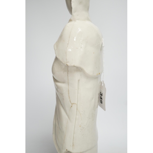 349 - An 18th century Chinese blanc de chine figure of Guanyin, 42cm