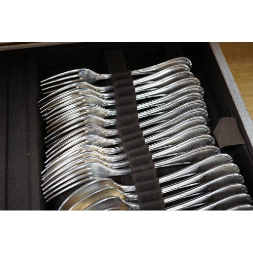 352 - A cased canteen of French Christofle silver plated bow pattern cutlery, a twelve piece setting conta... 