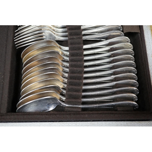 352 - A cased canteen of French Christofle silver plated bow pattern cutlery, a twelve piece setting conta... 