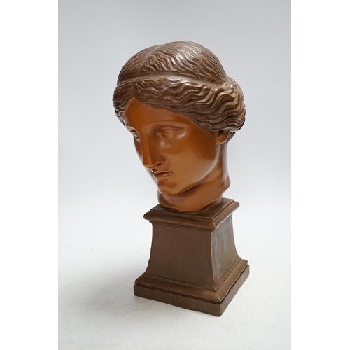 353 - A Goldscheider terracotta bust of the Venus de Milo, 29cm high