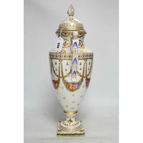 356 - A large Sevres style vase and cover, 52cm high