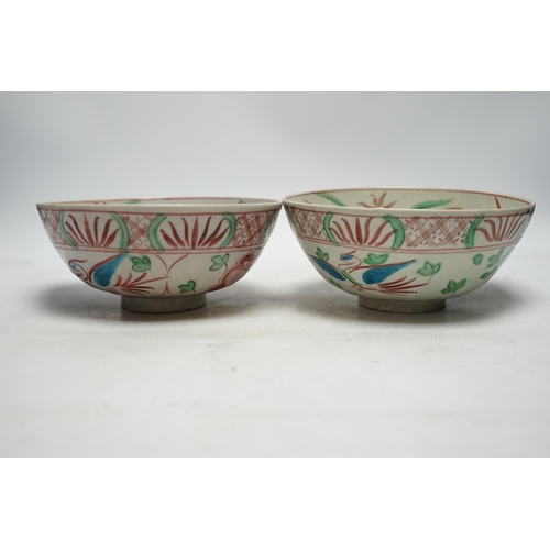 357 - A pair of Chinese Swatow bowls, late 16th century, 19.5cm diameter