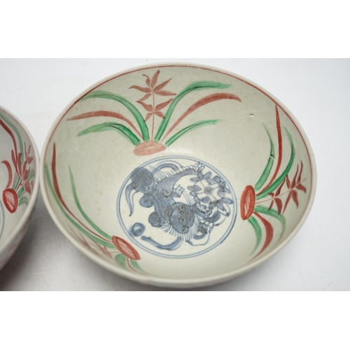 357 - A pair of Chinese Swatow bowls, late 16th century, 19.5cm diameter