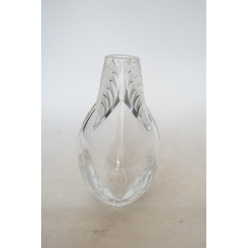 366 - A Lalique Osumi Leaf glass vase, 17cm