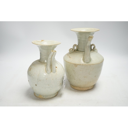 376 - Two Chinese qingbai ewers, Song dynasty, one has Oxford thermoluminescence certificate, tallest 23cm... 