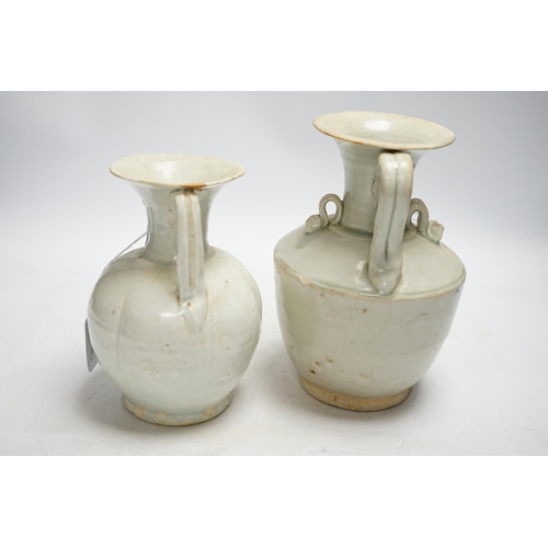 376 - Two Chinese qingbai ewers, Song dynasty, one has Oxford thermoluminescence certificate, tallest 23cm... 