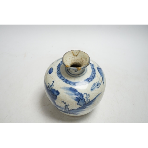 382 - A Chinese late Ming blue and white jar, 14cm