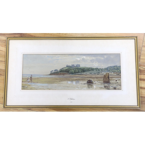 669 - J.P. Jackson (19th. C), watercolour, Welsh coastal landscape, signed and dated 1863, 17 x 46cm... 