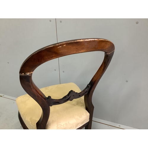 79 - A set of six Victorian walnut balloon back dining chairs