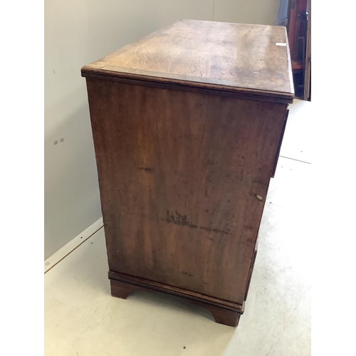 1055 - A small 19th century mahogany three drawer chest, width 91cm, depth 46cm, height 78cm