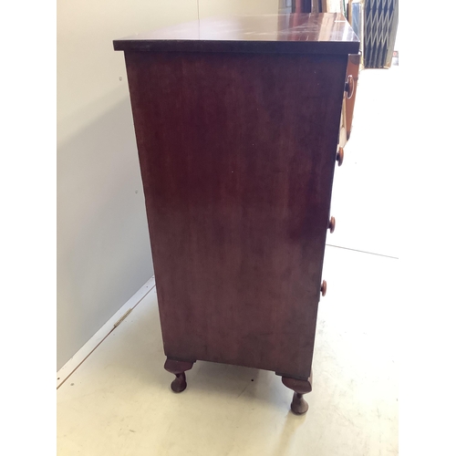 1091 - A Regency mahogany five drawer chest, on later cabriole legs, width 107cm, depth 48cm, height 108cm... 