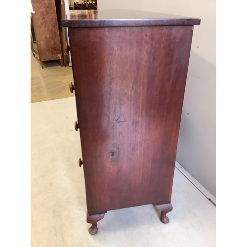 1091 - A Regency mahogany five drawer chest, on later cabriole legs, width 107cm, depth 48cm, height 108cm... 