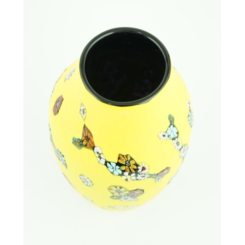 1378 - ** ** Vittorio Ferro (1932-2012) A Murano glass Murrine vase, the yellow battuto ground, decorated w... 