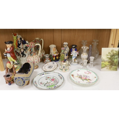 1392 - A quantity of mixed ceramics and glass to include Staffordshire, Zsolnay, Spode etc,