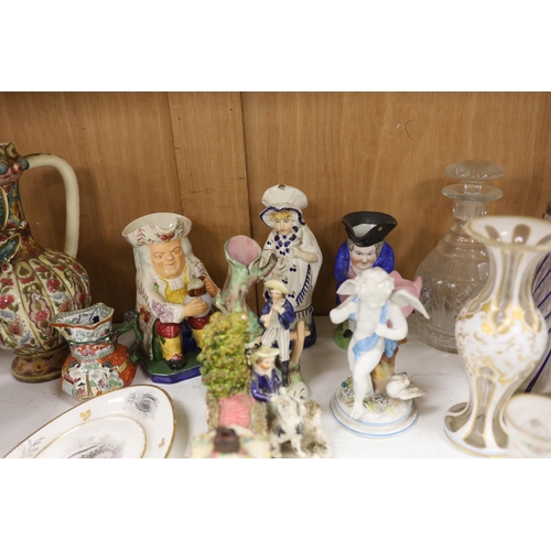 1392 - A quantity of mixed ceramics and glass to include Staffordshire, Zsolnay, Spode etc,