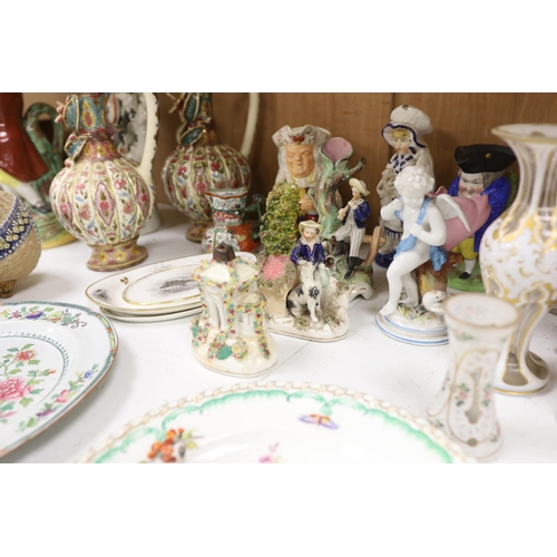 1392 - A quantity of mixed ceramics and glass to include Staffordshire, Zsolnay, Spode etc,