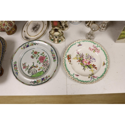 1392 - A quantity of mixed ceramics and glass to include Staffordshire, Zsolnay, Spode etc,