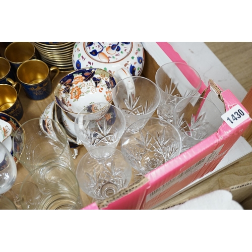 1400 - A Collingwood powder blue and gilt bone china part coffee set together with mixed glassware and New ... 