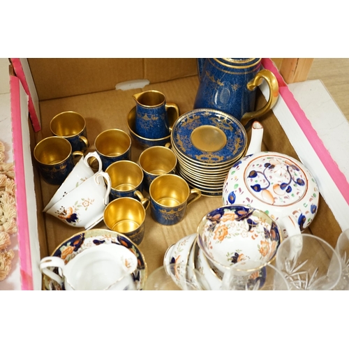 1400 - A Collingwood powder blue and gilt bone china part coffee set together with mixed glassware and New ... 