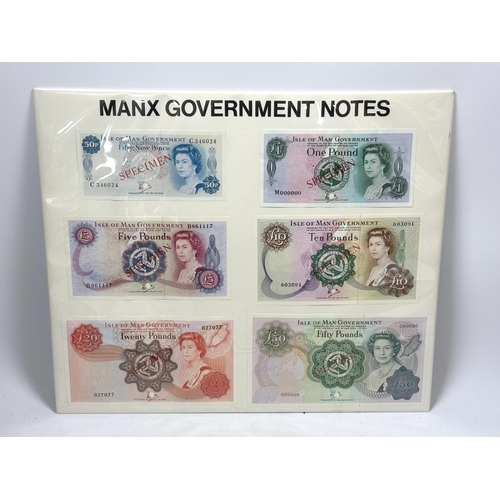 World Banknotes, Isle of Man government, scarce set of six specimen ...