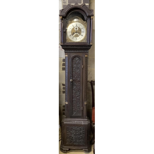 1 - A George III oak cased eight day longcase clock, height 220cm