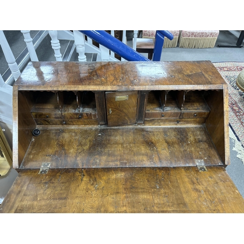 185 - An 18th century walnut bureau, width 97cm, depth 50cm, height 104cm