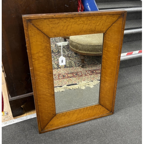 191 - A Victorian rectangular wall mirror in broad bird's eye maple frame, width 57cm, height 32cm