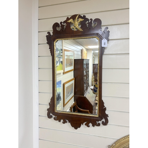 193 - A George III style mahogany fret cut wall mirror, width 47cm, height 86cm