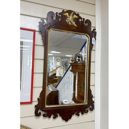 193 - A George III style mahogany fret cut wall mirror, width 47cm, height 86cm