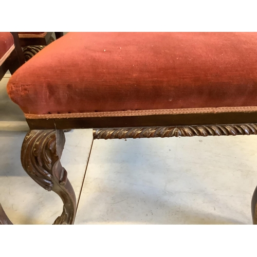 2 - A set of eight Victorian mahogany Chippendale style dining chairs having carved and pierced splats, ... 