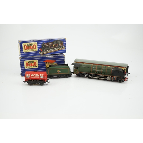 262 - A collection of Hornby Dublo for 3-rail running, including two BR locomotives; a Duchess of Montrose... 