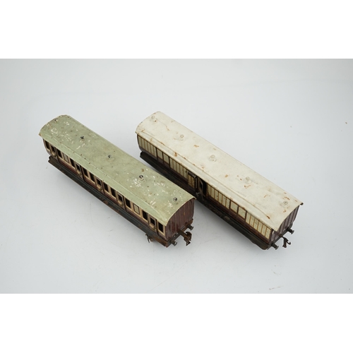 272 - Two Marklin 0 gauge tinplate LNWR coaches; a First Third composite and a Full Guards van