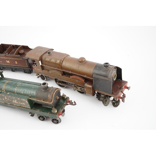 273 - Two Hornby Series 0 gauge tinplate locomotives for 3-rail running; an LMS 4-4-2, Royal Scot 6100, an... 